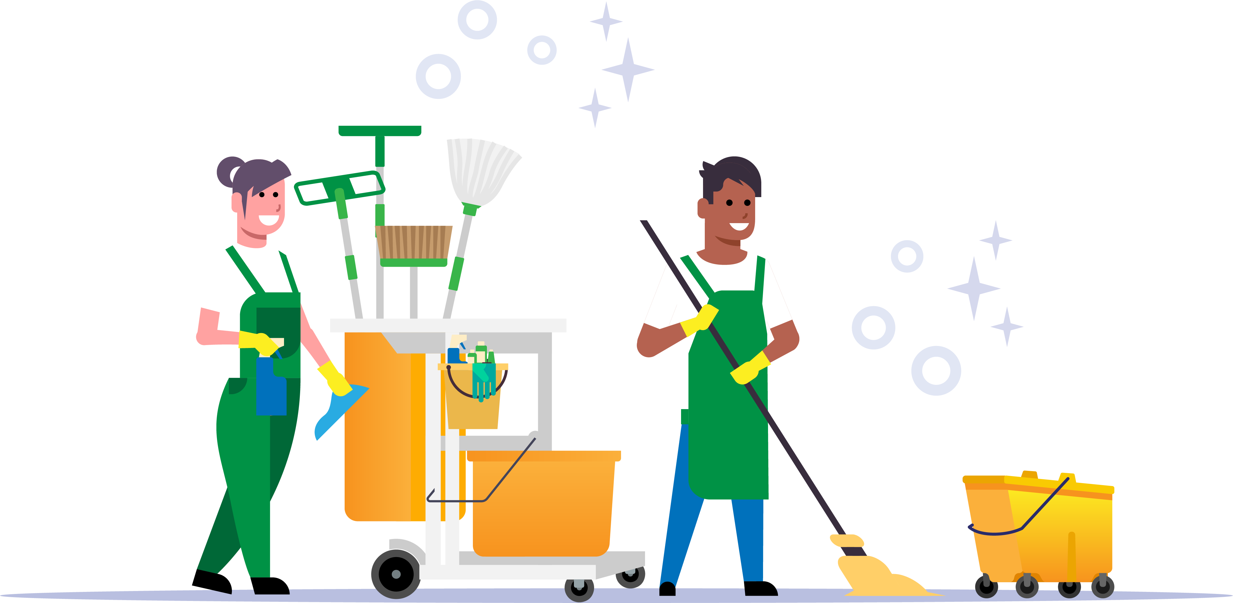 Image of 2 People with Cleaning Tools